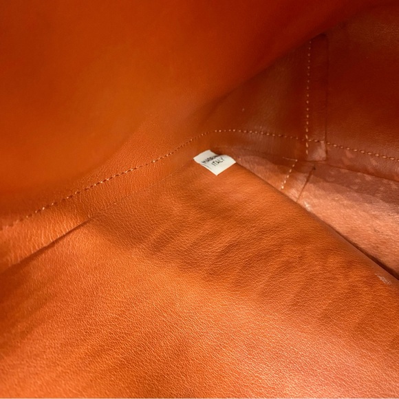 MANSUR GAVRIEL RED BRICK ORANGE SUEDE BUCKET CROSSBODY SMALL BAG STRING TIE - Picture 4 of 7